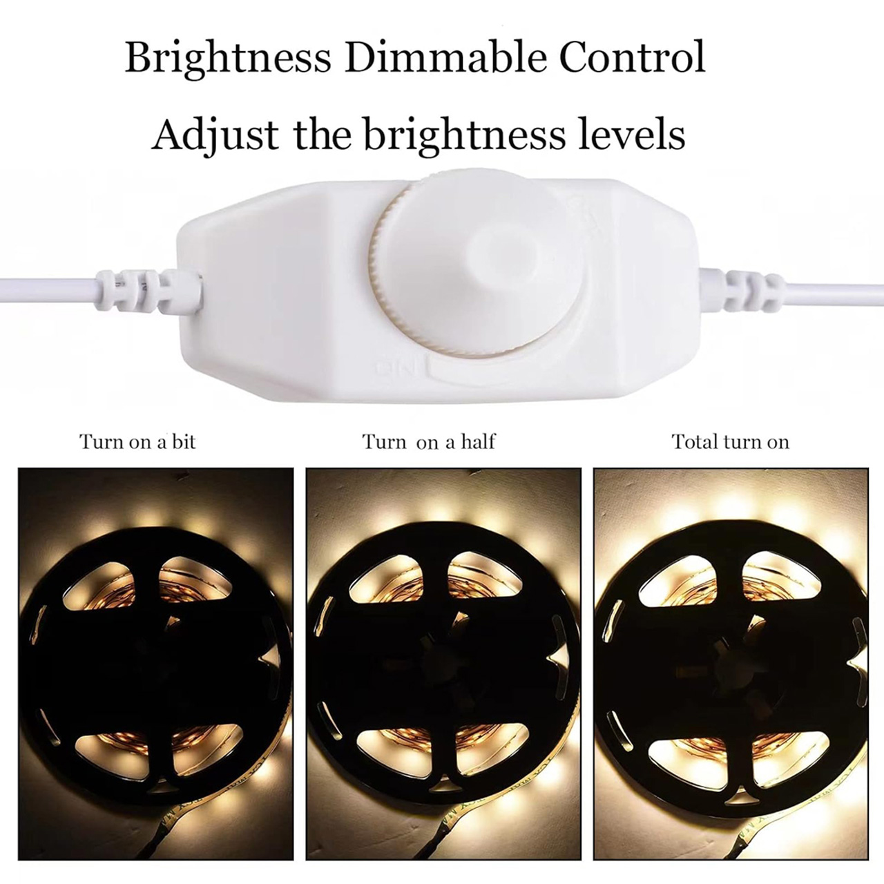 Controlere Benzi LED LBZ-00508 02 Dimmer LED cu întrerupător pentru bandă LED, mufă DC 2.1 mm, alb
