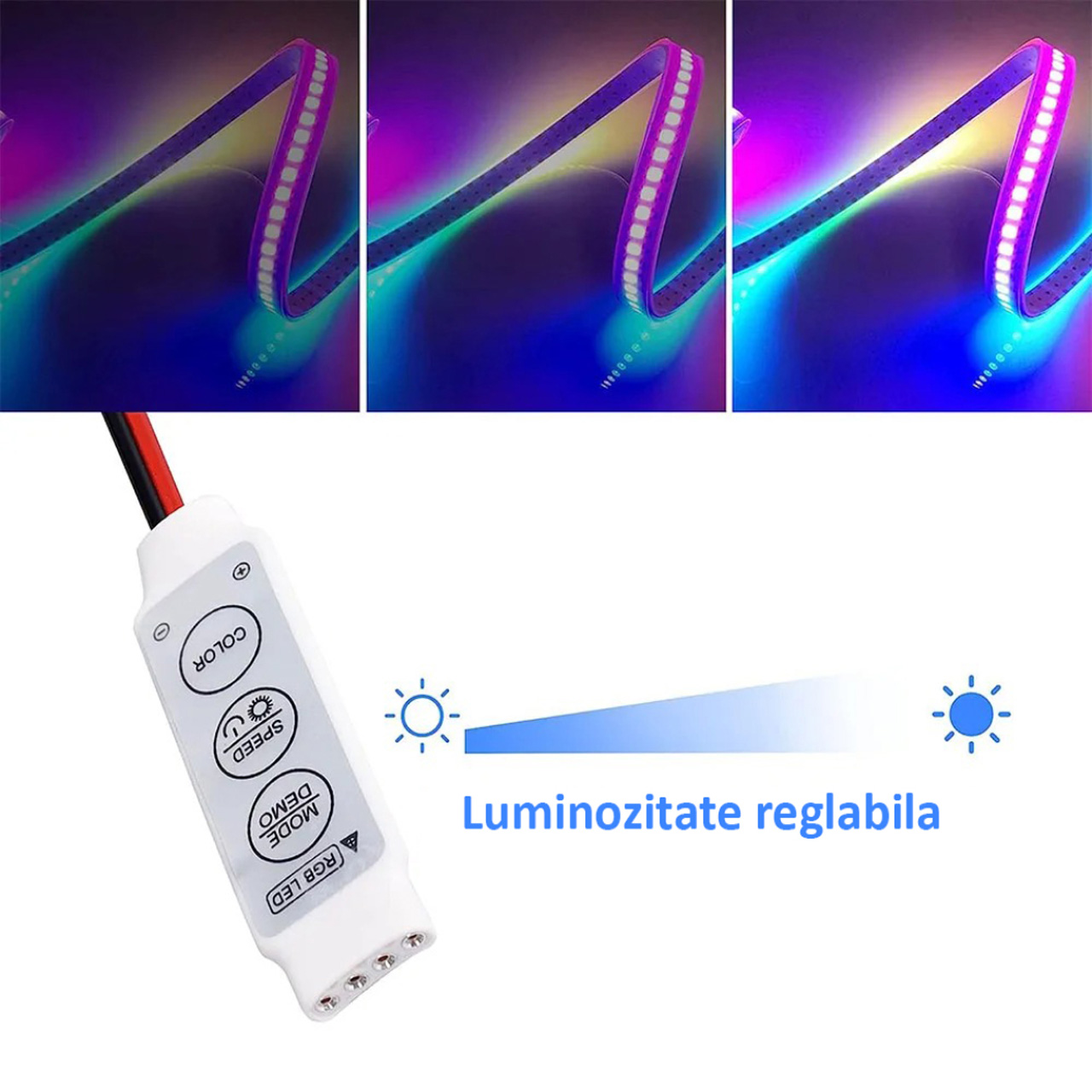Controlere Benzi LED LBZ-00511 02 Mini controller pentru bandă LED RGB, 5-24V, 4 fire, reglaj culoare și moduri