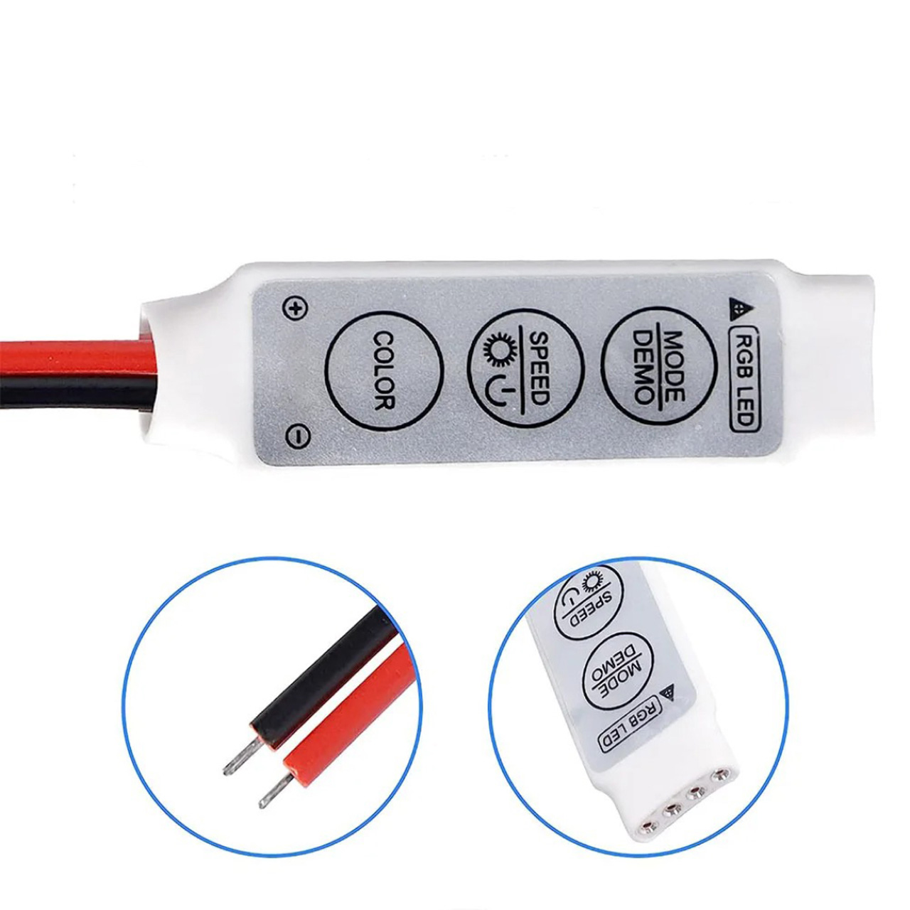 Controlere Benzi LED LBZ-00511 04 Mini controller pentru bandă LED RGB, 5-24V, 4 fire, reglaj culoare și moduri
