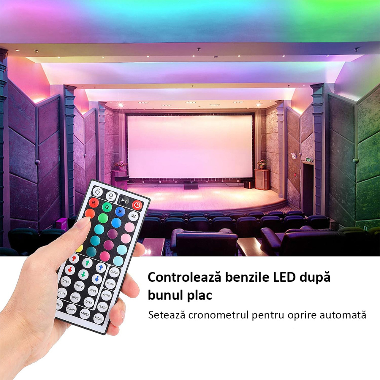 Controlere Benzi LED LBZ-00512 02 Controller LED RGB pentru bandă LED, telecomandă IR 44 taste, 12V