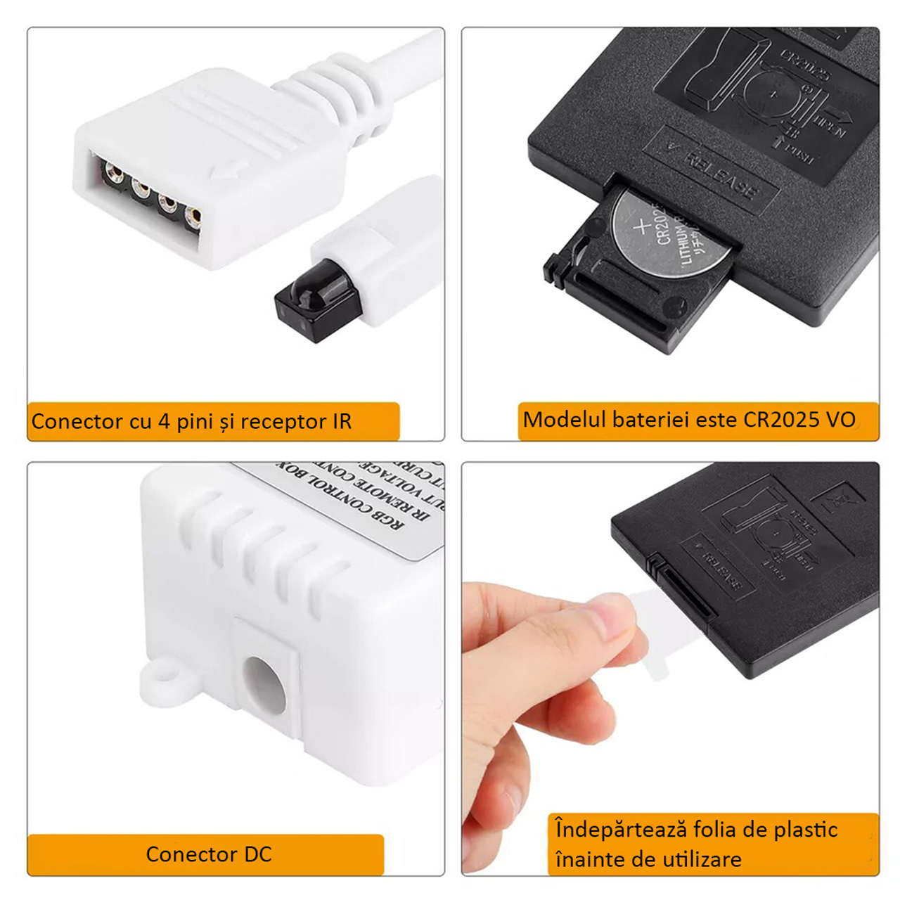Controlere Benzi LED LBZ-00512 05 Controller LED RGB pentru bandă LED, telecomandă IR 44 taste, 12V