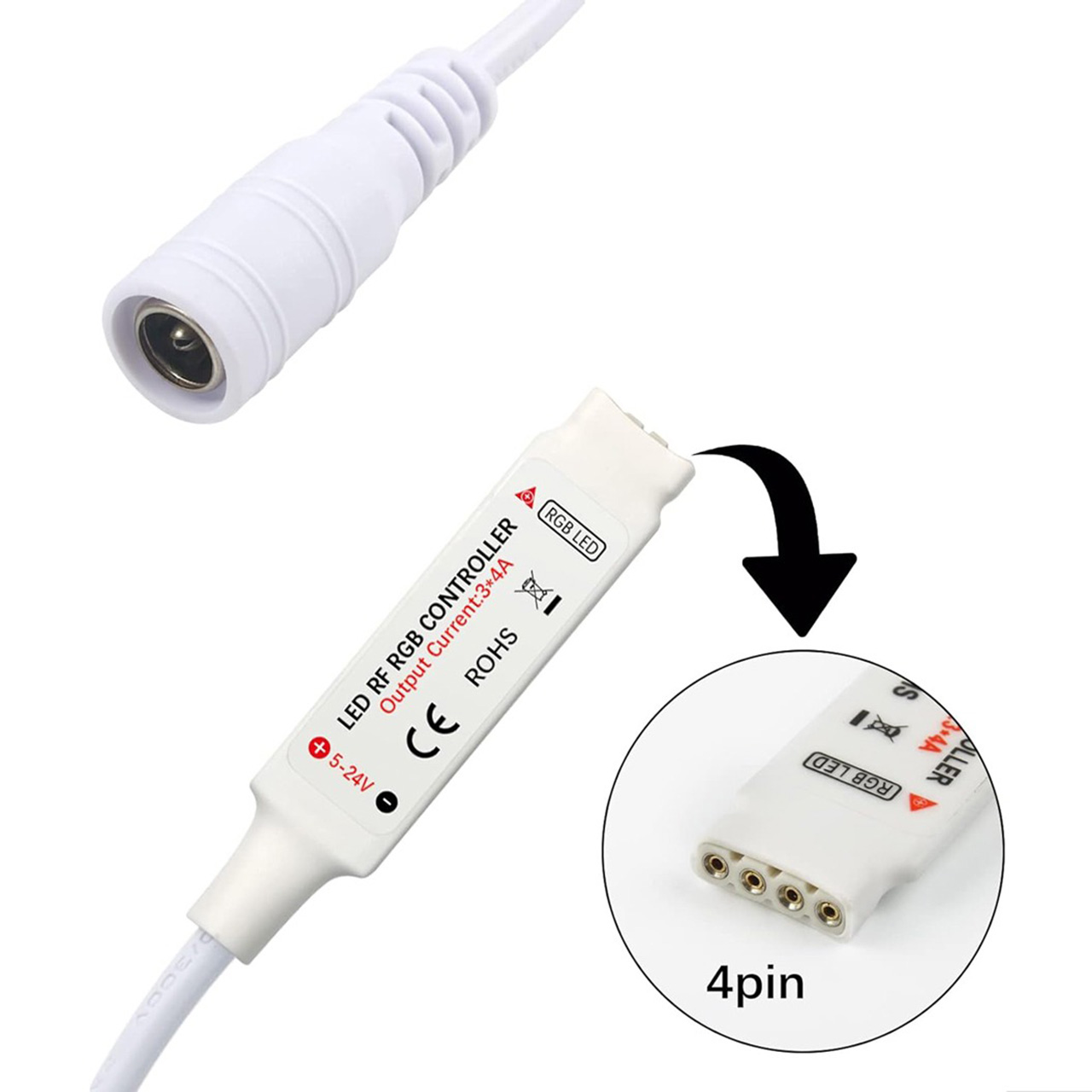 Controlere Benzi LED LBZ-00515 05 Mini controller LED RGB pentru bandă LED, wireless RF, telecomandă 17 taste, 5-24V