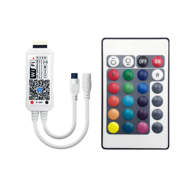 Controlere Benzi LED LBZ-00518 01 Controller smart LED RGBW WiFi pentru bandă LED, 5-24V, telecomandă 24 taste