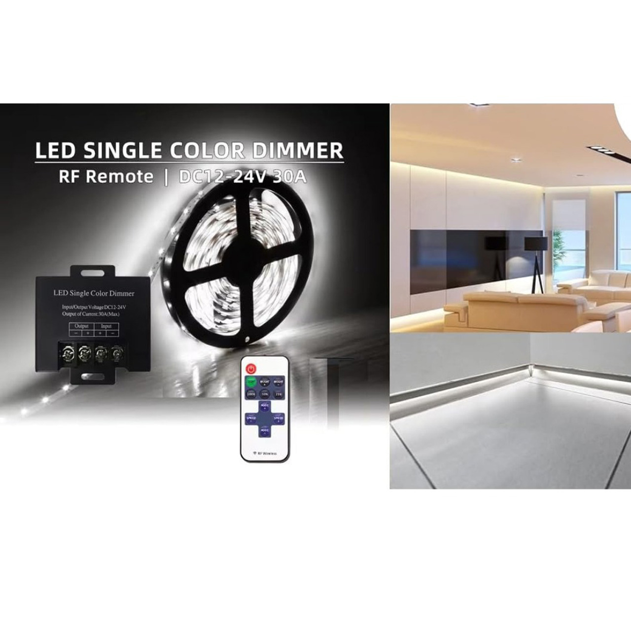 Controlere Benzi LED LBZ-00520 02 Dimmer RF wireless pentru bandă LED monocoloră, 12-24V, telecomandă