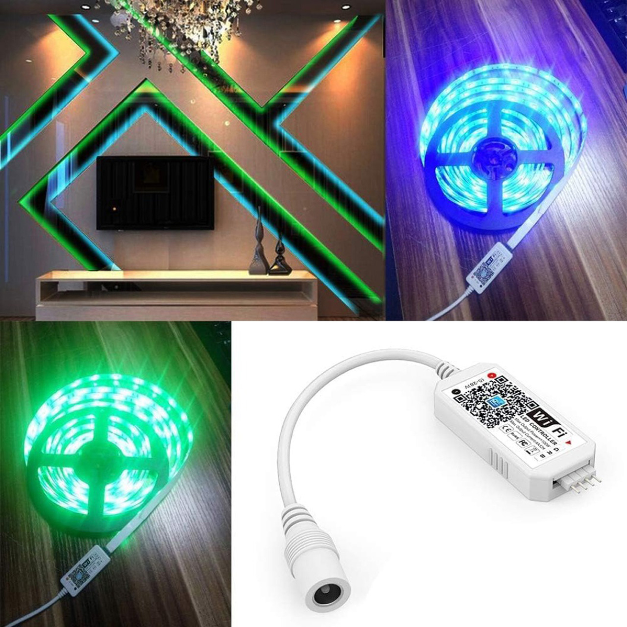 Controlere Benzi LED LBZ-00526 03 Mini controller LED RGB WiFi pentru bandă LED, 5-24V, mufă DC, control prin aplicație