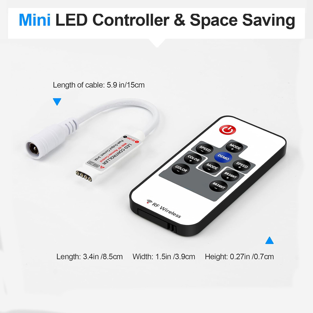 Controlere Benzi LED LBZ-00527 02 Mini controller RF wireless pentru bandă LED RGB, 5-24V, telecomandă 10 taste, 4 fire