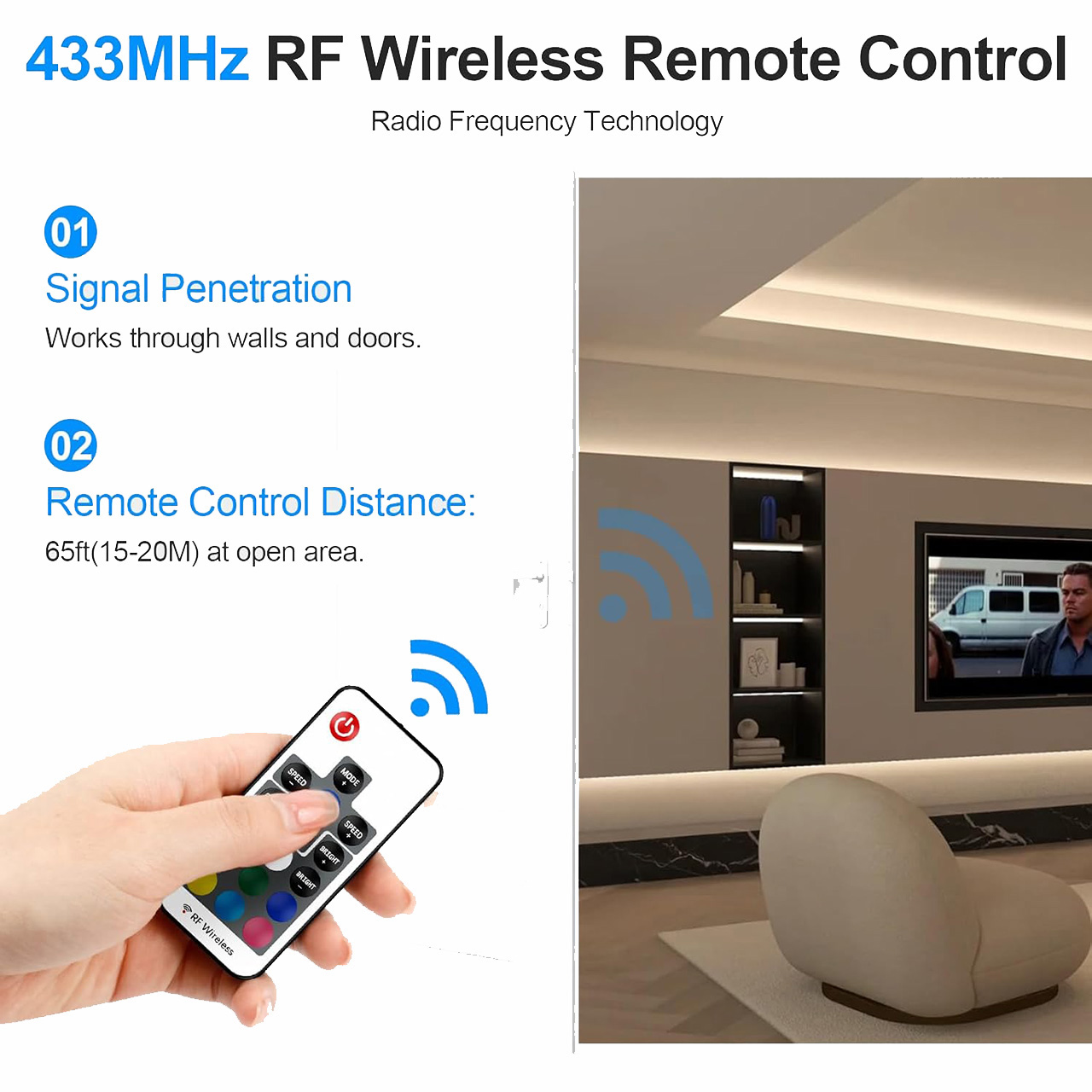 Controlere Benzi LED LBZ-00527 06 Mini controller RF wireless pentru bandă LED RGB, 5-24V, telecomandă 10 taste, 4 fire
