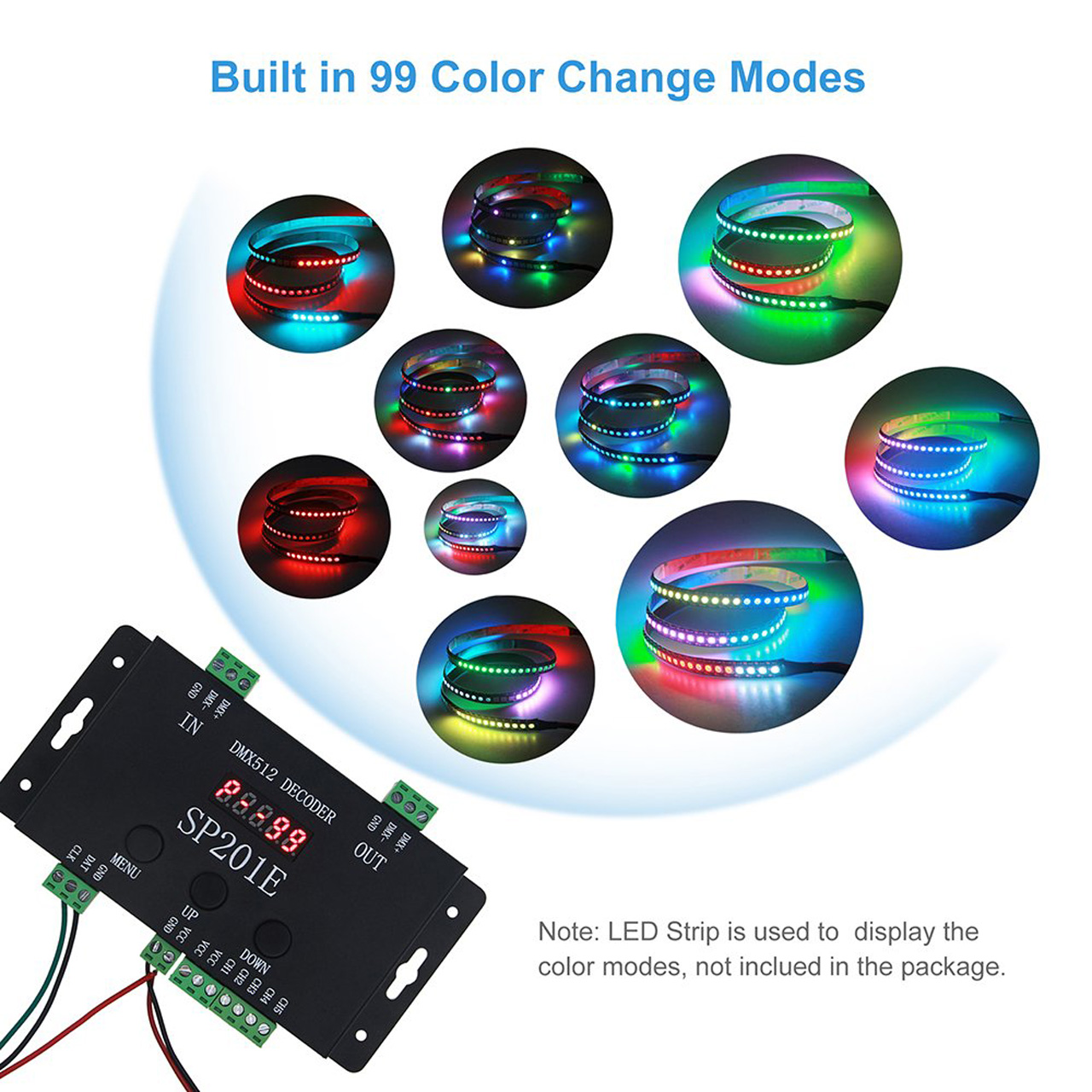 Controlere Benzi LED LBZ-00528 03 Controller LED pixel digital SP201E DMX512 pentru bandă LED adresabilă