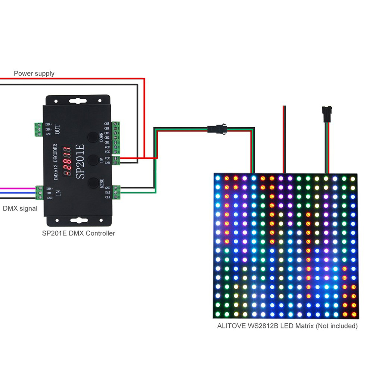 Controlere Benzi LED LBZ-00528 05 Controller LED pixel digital SP201E DMX512 pentru bandă LED adresabilă