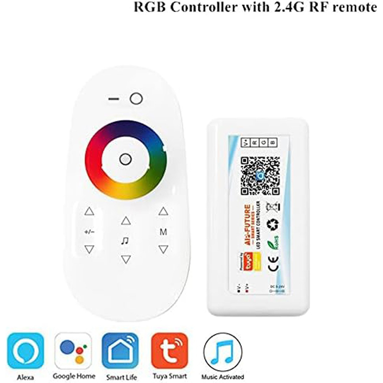 Controlere Benzi LED LBZ-00529 02 Controller smart LED RGBW Tuya WiFi pentru bandă LED, telecomandă touch, funcție muzică