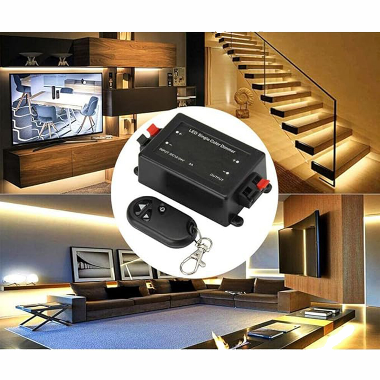Controlere Benzi LED LBZ-00534 02 Dimmer LED monocolor pentru bandă LED, telecomandă RF, 12-24V, 8A, 96W