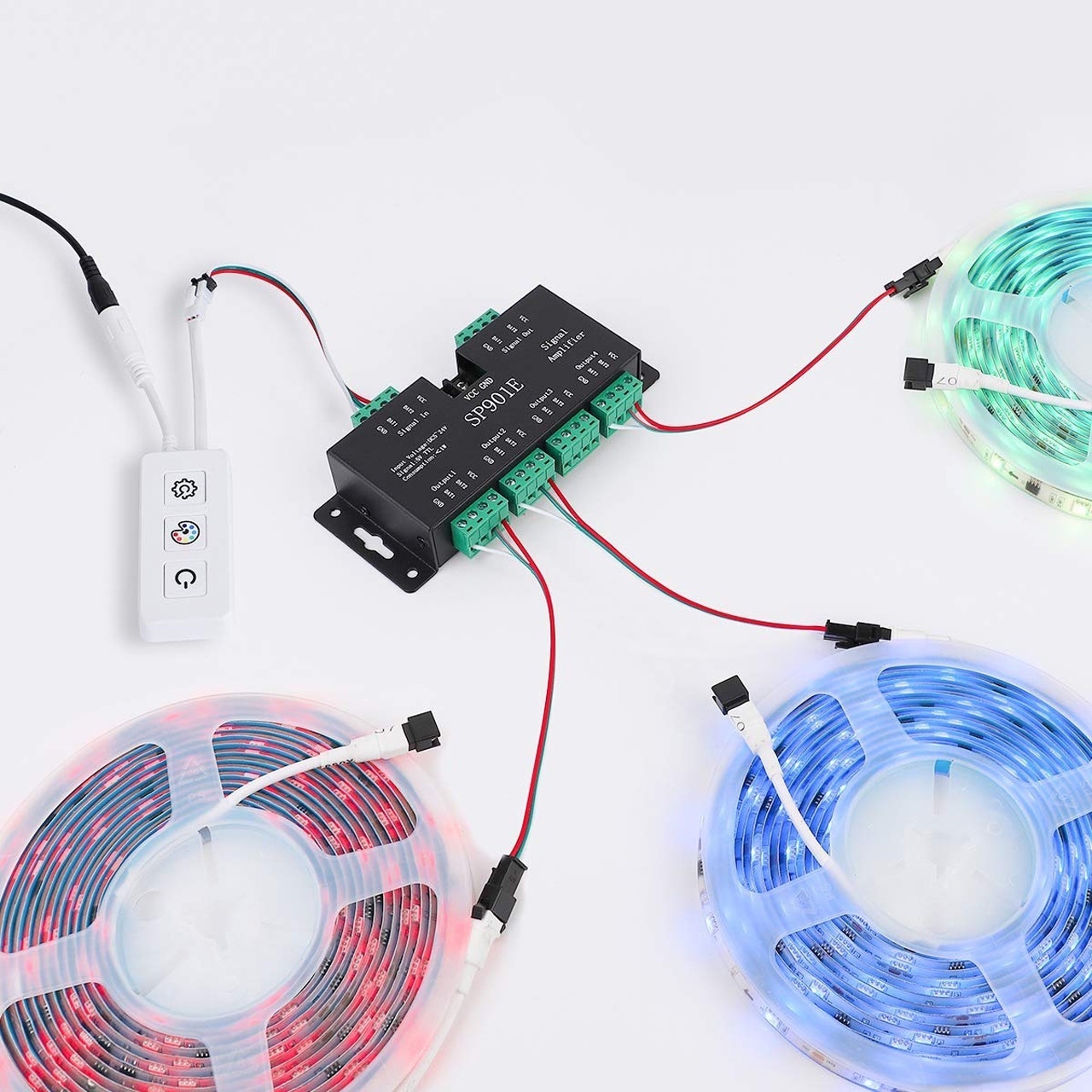 Amplificator LED pixel digital SP901E pentru bandă LED adresabilă, 5-24V, 8 ieșiri