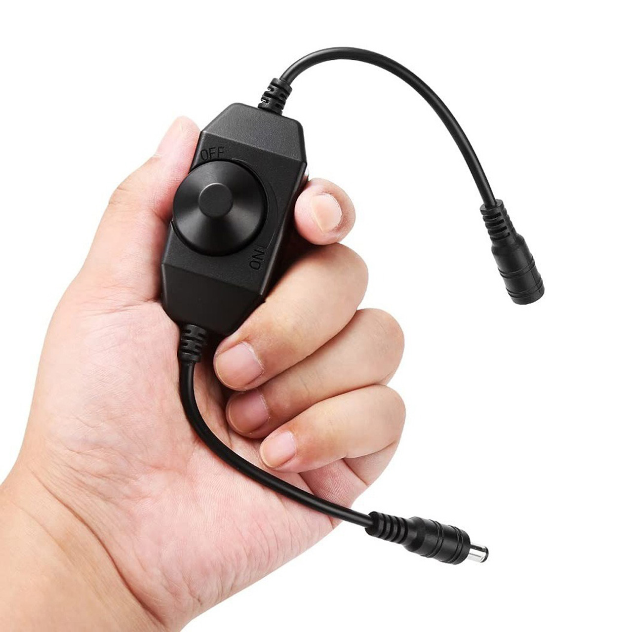 Controlere Benzi LED LBZ-00543 02 Dimmer LED cu întrerupător pentru bandă LED, mufă DC 2.1 mm, negru