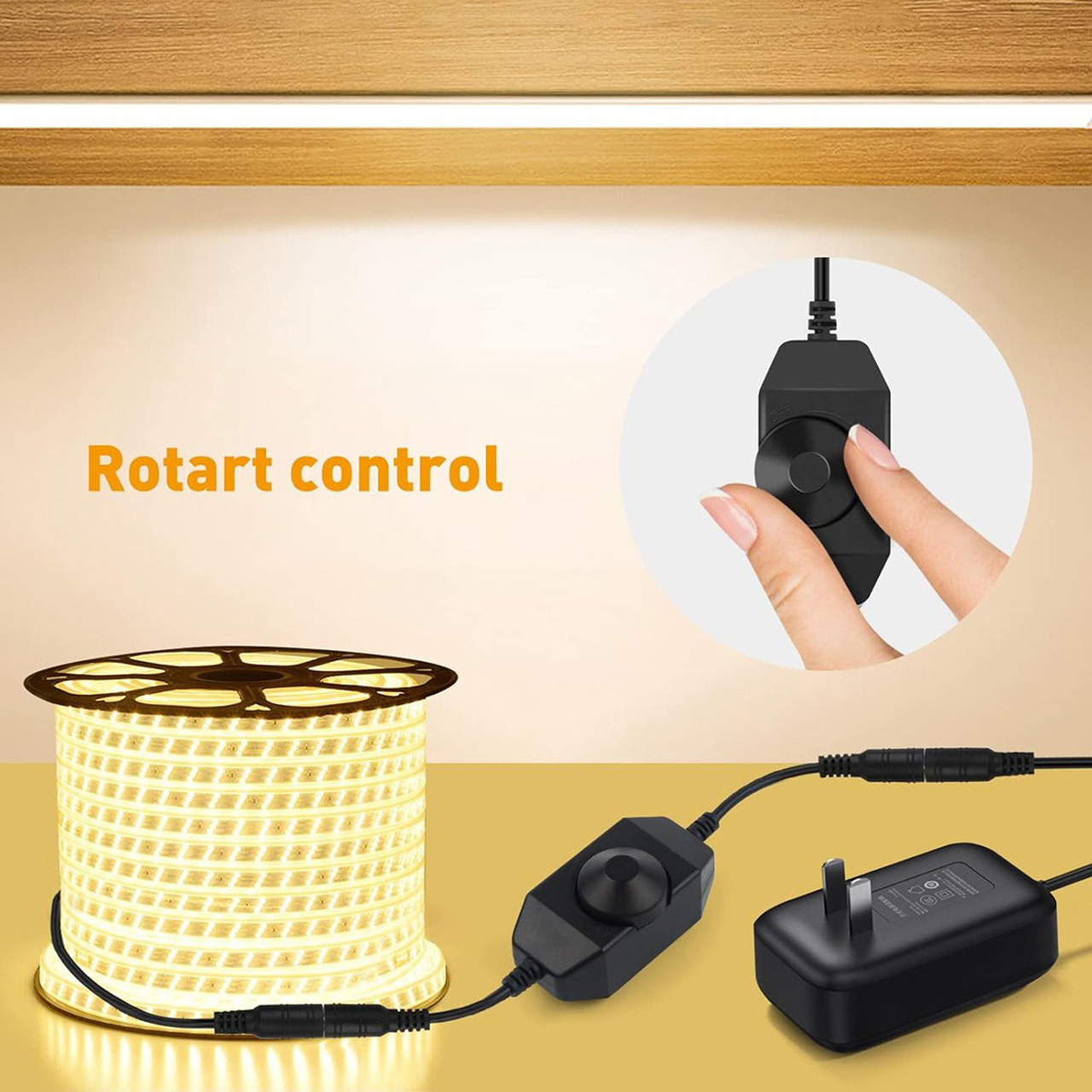 Controlere Benzi LED LBZ-00543 06 Dimmer LED cu întrerupător pentru bandă LED, mufă DC 2.1 mm, negru