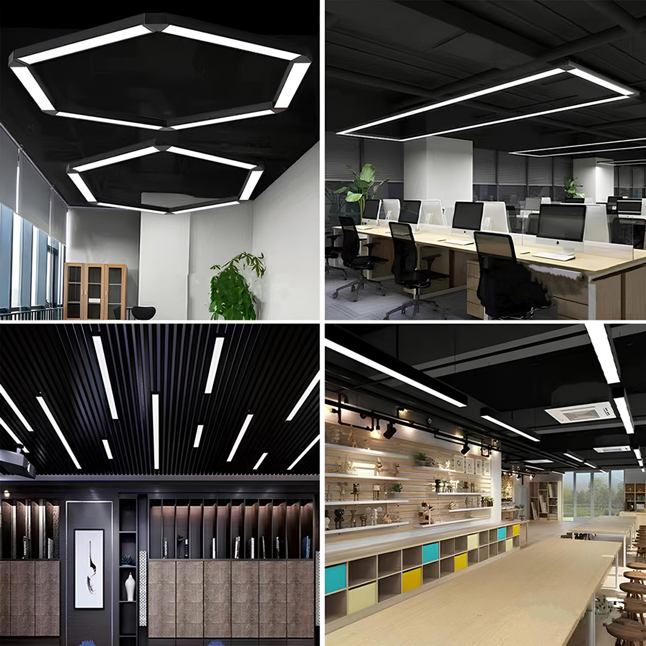 Corp Iluminat LED LBZ-00033 02 Corp iluminat LED suspendat liniar 60W, 120x20 cm, lumină alb neutru 4500K, negru