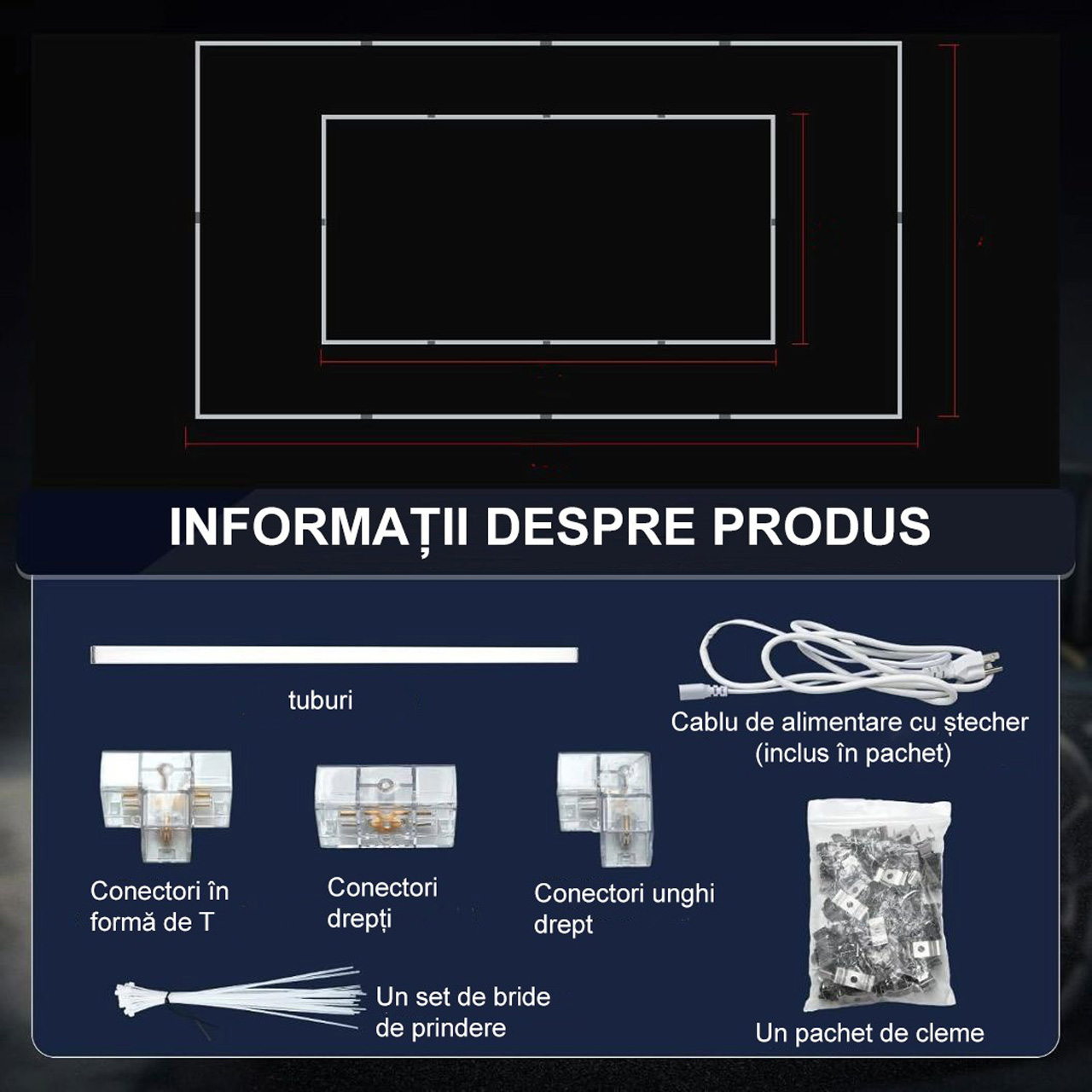 Honeycomb LED LBZ-00152 04 Sistem iluminat LED dublu dreptunghiular 4.8 x 2.4 m pentru garaj, detailing auto, showroom și frizerie, lumină rece 6500K
