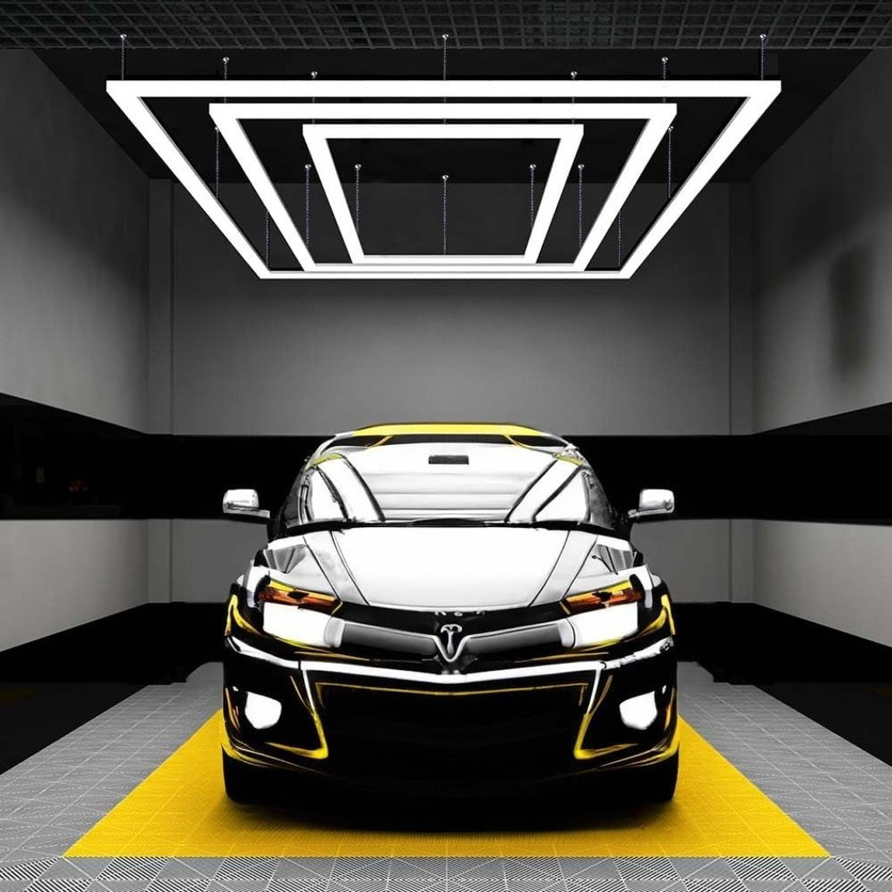 Honeycomb LED LBZ-00153 01 Sistem Iluminat LED pentru Detailing Auto, 3 Dreptunghiuri Concentrice, 472W, 6500K, 4.8x2.4m