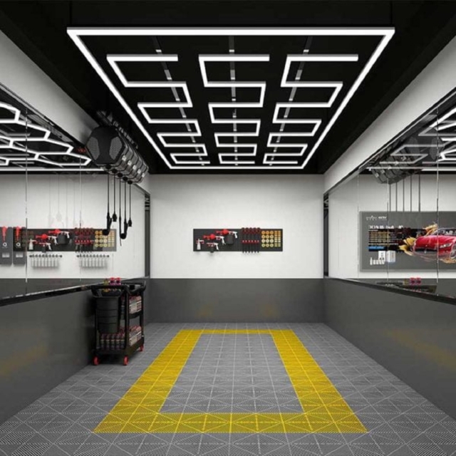 Honeycomb LED LBZ-00296 06 Sistem LED Grid pentru tavan, 4826x2424 mm, lumină alb rece 6500K, pentru garaj, detailing auto și barbershop