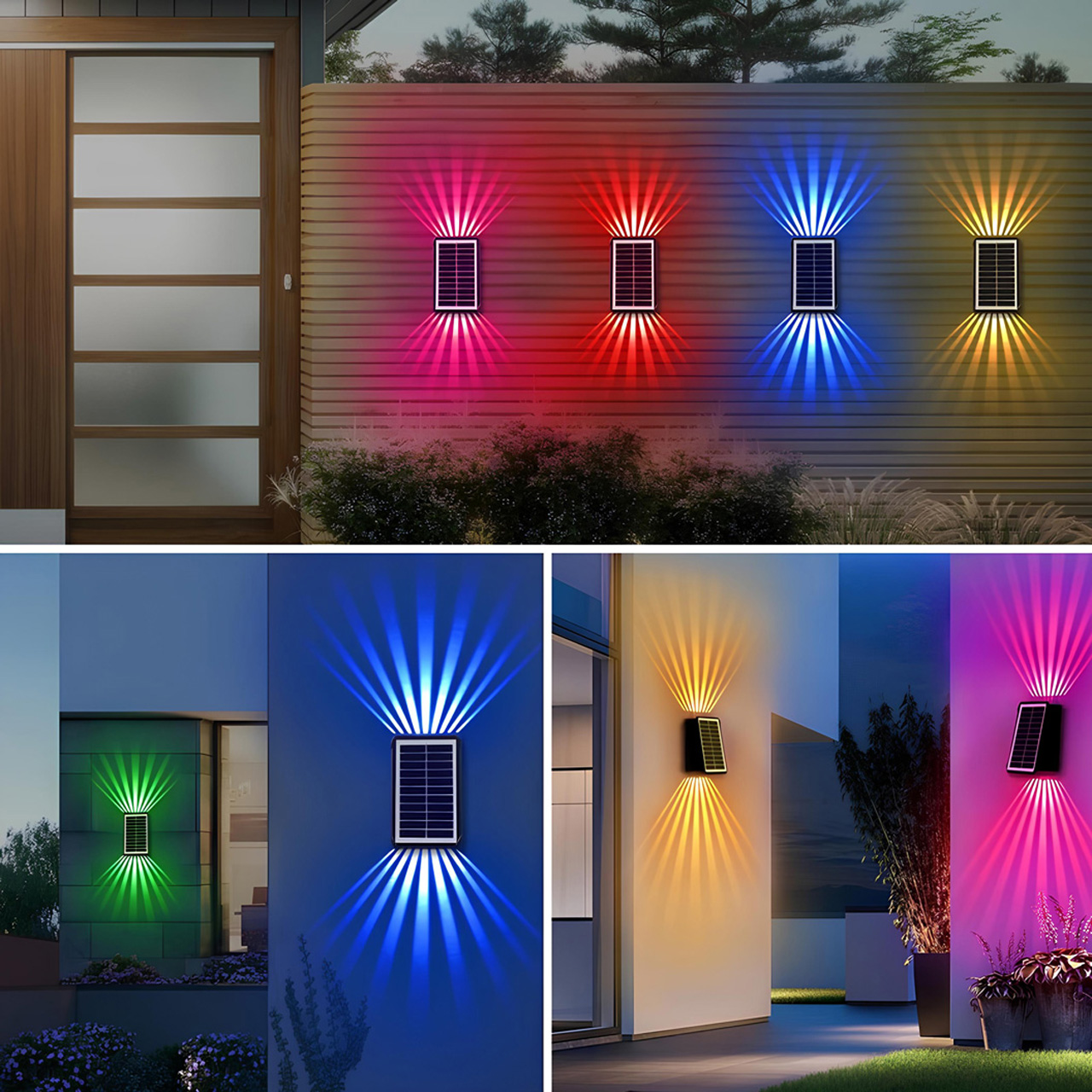 Iluminat Solar LBZ-00068 04 Aplica solara LED de perete cu 2 LED-uri, IP65, 3 culori 6500k, 4000k, 3000k