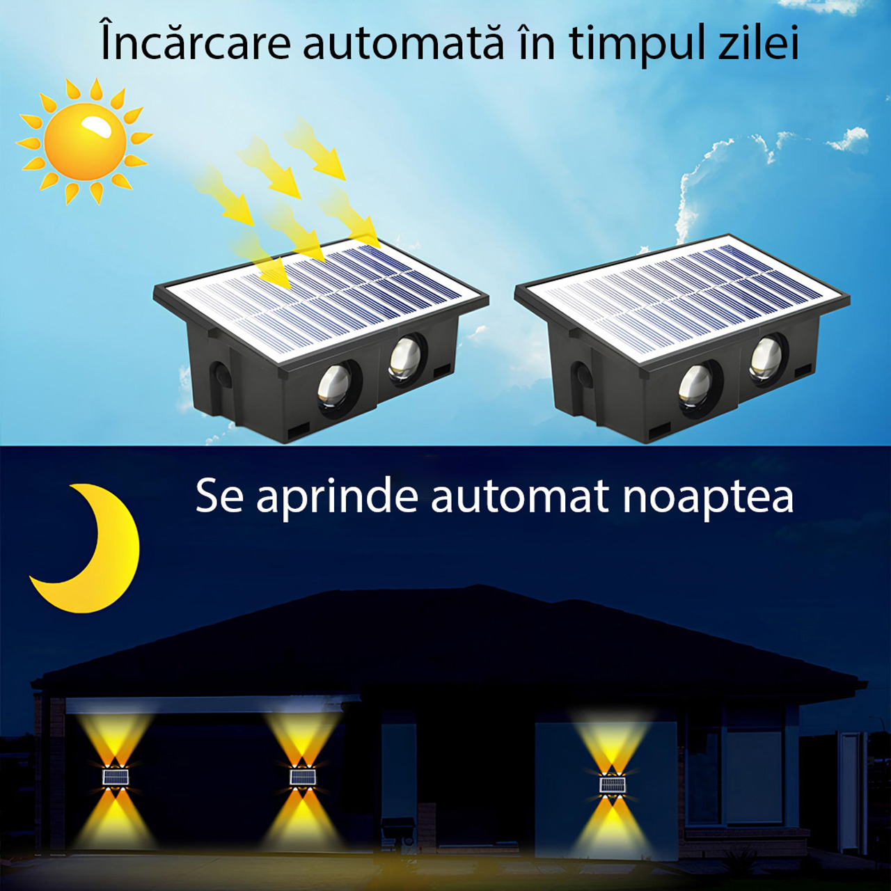 Lampa solara 4 LED-uri, IP65, 3 culori 6500k, 4000k, 3000k