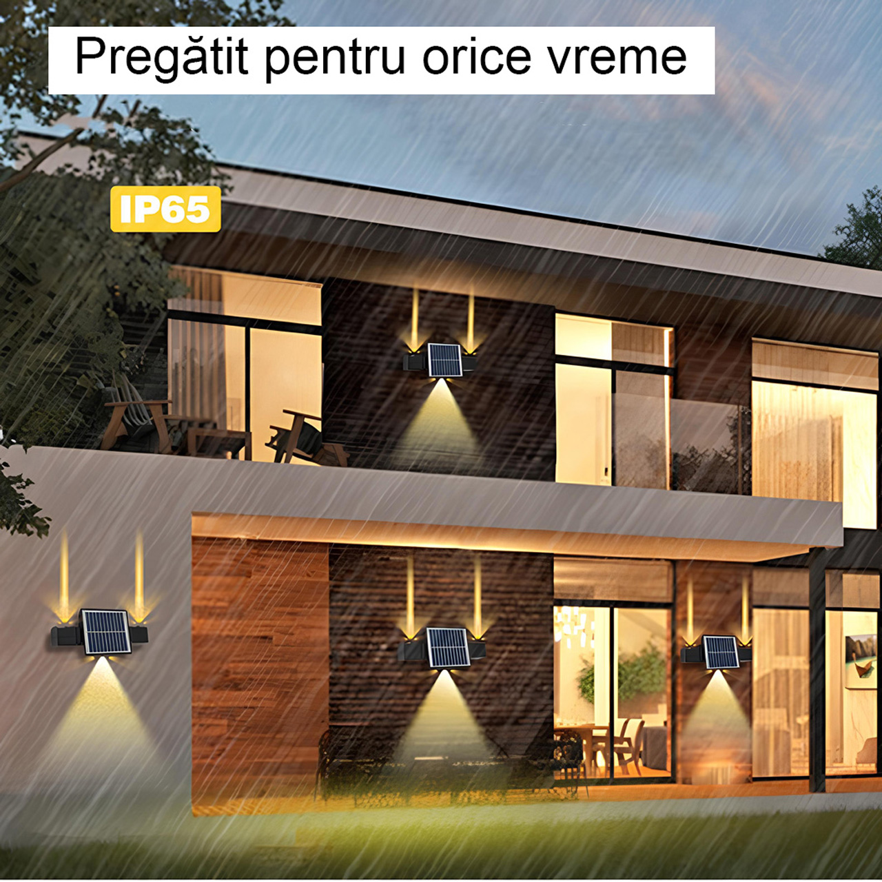 Lampa solara 3 LED-uri, IP65, 3 culori 6500k, 4000k, 3000k