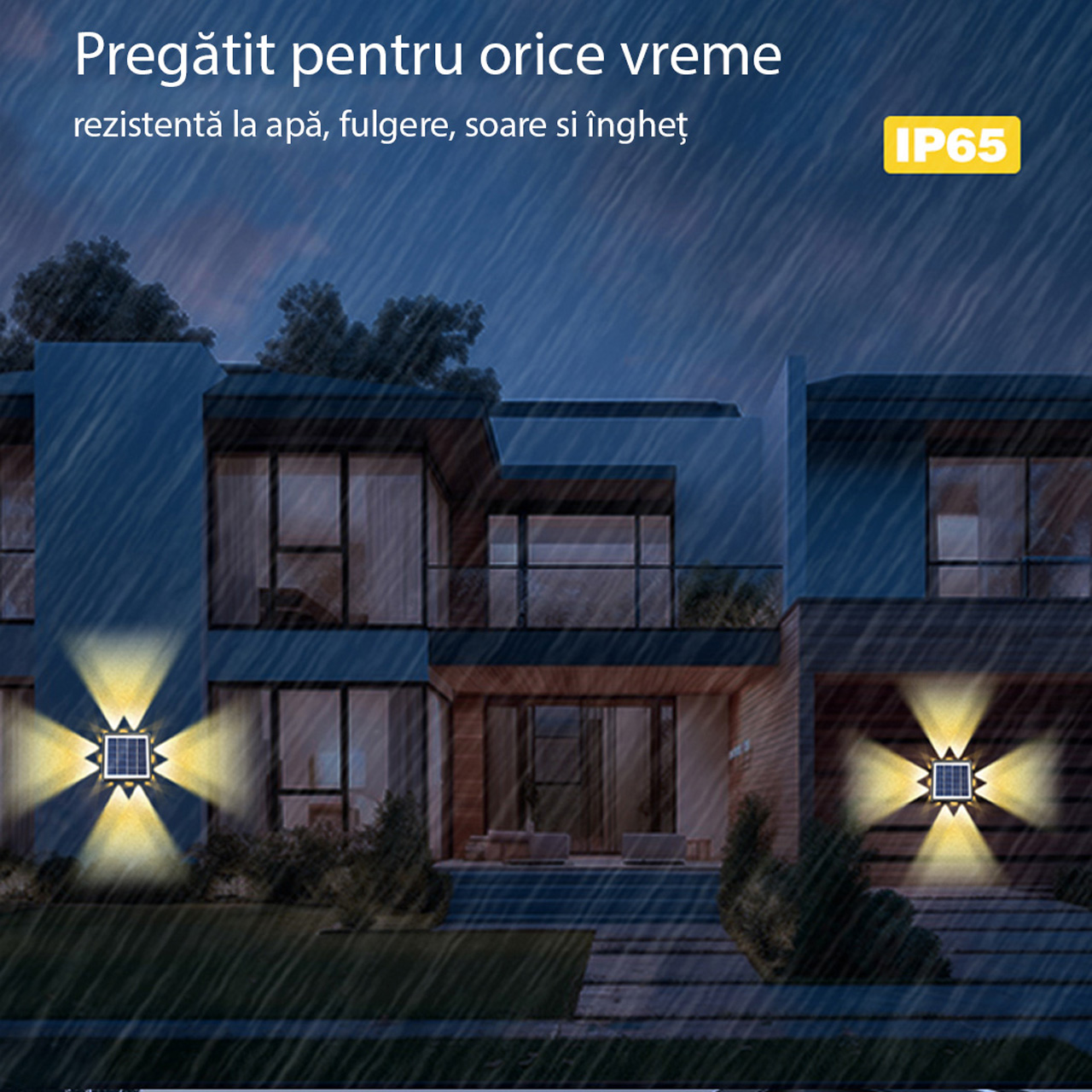 Lampa solara 8 LED-uri, IP65, 3 culori 6500k, 4000k, 3000k