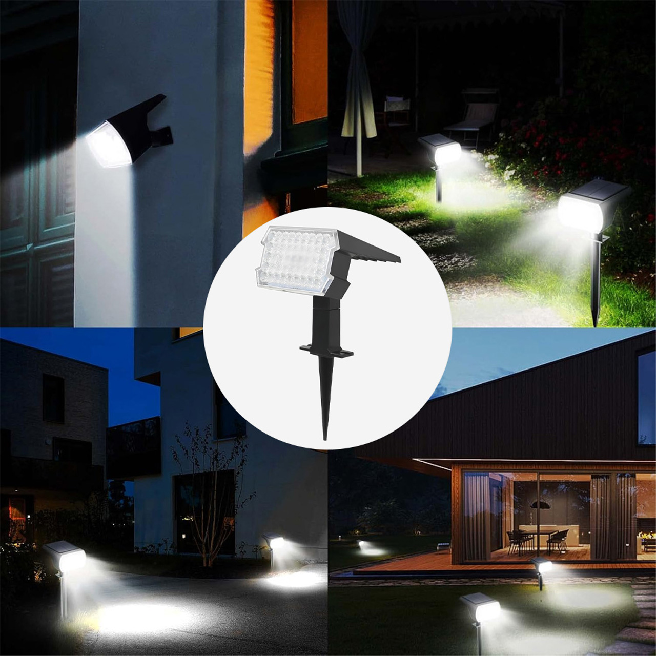 Iluminat Solar LBZ-00087 01 Lampă solară LED de grădină cu țăruș, 45 LED-uri, IP65, lumină alb rece 6500K