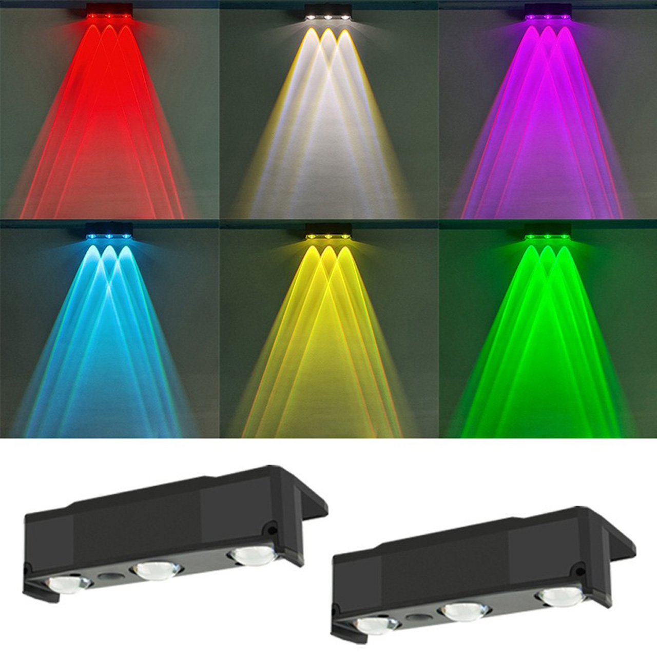 Iluminat Solar LBZ-00089 02 Lampă solară LED RGB de perete, 3 LED-uri, 12 moduri, IP65