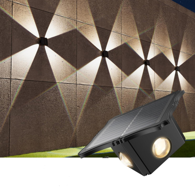 Iluminat Solar LBZ-00090 01 Aplică solară LED de exterior, lumină sus-jos, 4 LED-uri, 3 culori 3000K/4000K/6500K, IP65