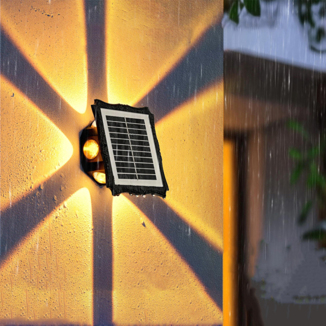 Aplică solară LED de exterior, lumină sus-jos, 6 LED-uri, 3 culori 3000K/4000K/6500K, IP65