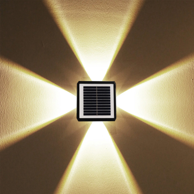 Aplică solară LED de exterior, lumină sus-jos, 4 LED-uri, 3 culori 3000K/4000K/6500K, IP65