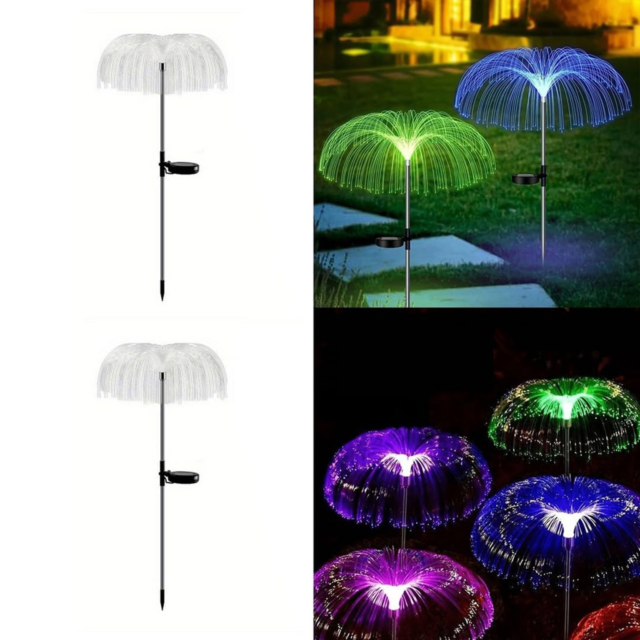 Lampă solară LED decorativă tip meduză, 90 cm, lumină multicoloră, IP65