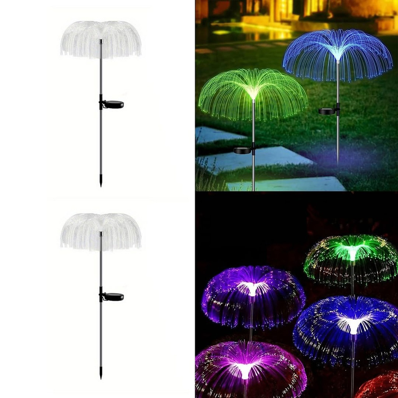 Iluminat Solar LBZ-00180 01 Lampă solară LED decorativă tip meduză, 90 cm, lumină multicoloră, IP65