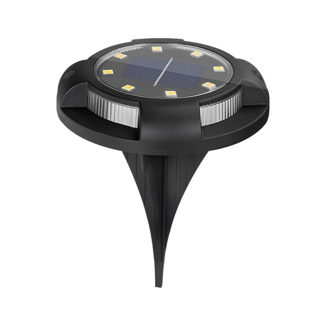 Lampa Solara LED Spot pentru Gradina, 4 LED-uri Laterale Multicolore & 8 LED-uri Principale Alba Rece, IP65, Material ABS, Baterie 2V 700mAh, 11x13.5 cm, Neagra