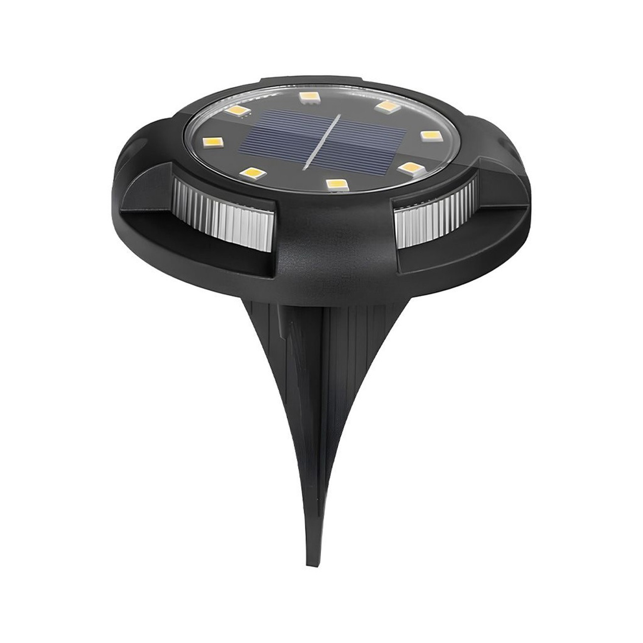 Iluminat Solar LBZ-00197 01 Lampa Solara LED Spot pentru Gradina, 4 LED-uri Laterale Multicolore & 8 LED-uri Principale Alba Rece, IP65, Material ABS, Baterie 2V 700mAh, 11x13.5 cm, Neagra
