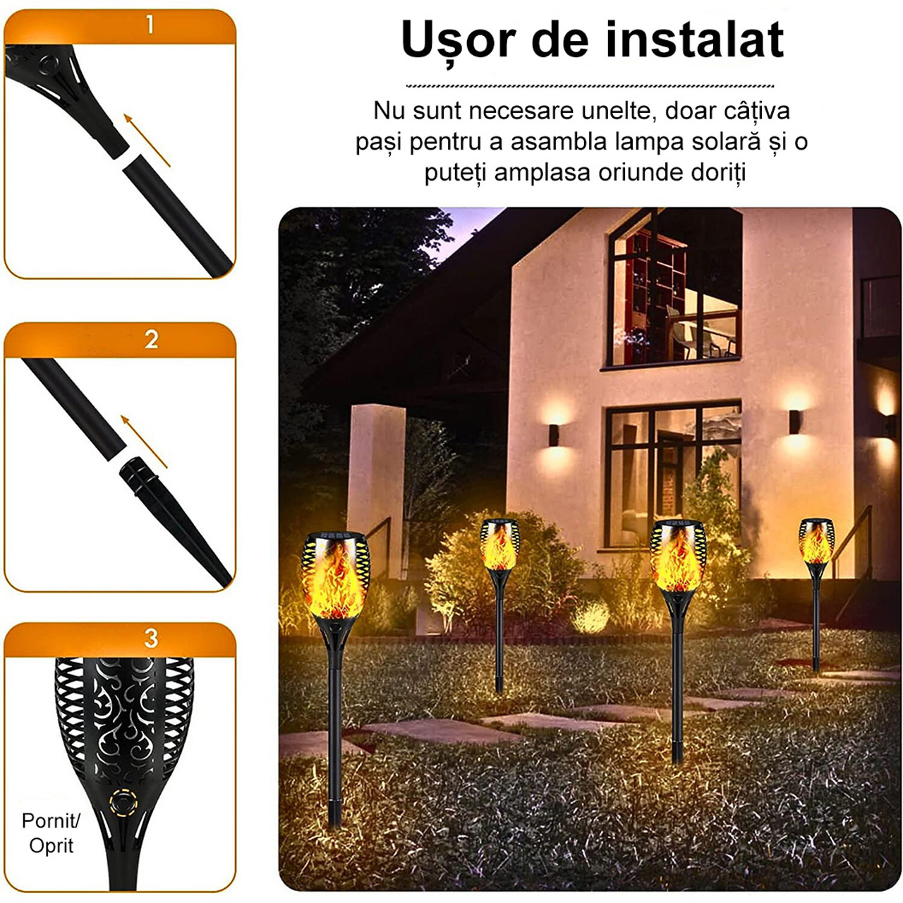 Lampa LED Tip Torta pentru Gradina, Iluminare Decorativa, IP65, Rezistenta la Apa, Neagra