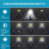Iluminat Solar LBZ-00295 02 Lampă solară LED cu telecomandă, 6 grile, 120 LED-uri COB, senzor de mișcare, lumină alb rece