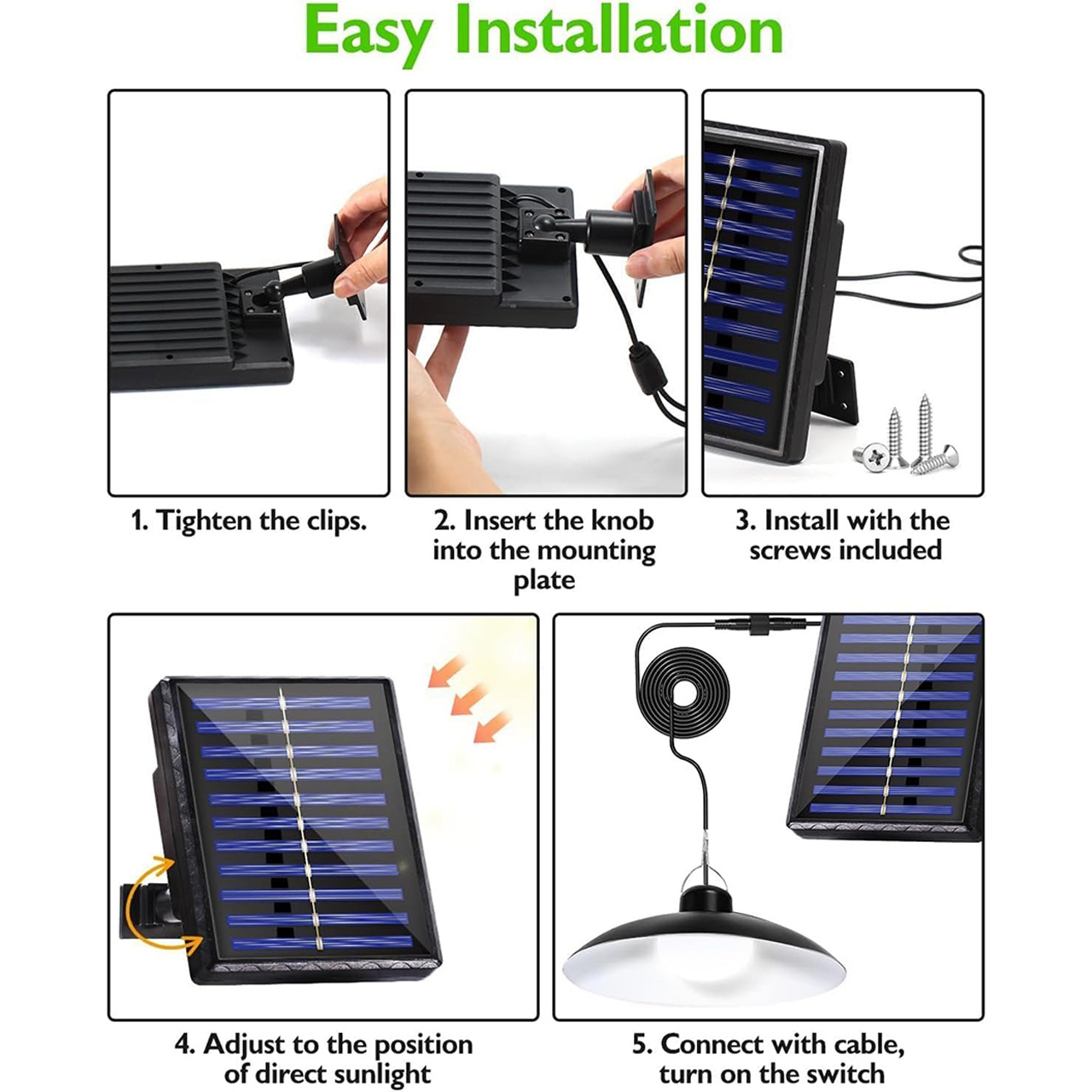 Iluminat Solar LBZ-00564 06 Lampă solară LED suspendată cu telecomandă, panou solar separat, cablu prelungitor, lumină caldă