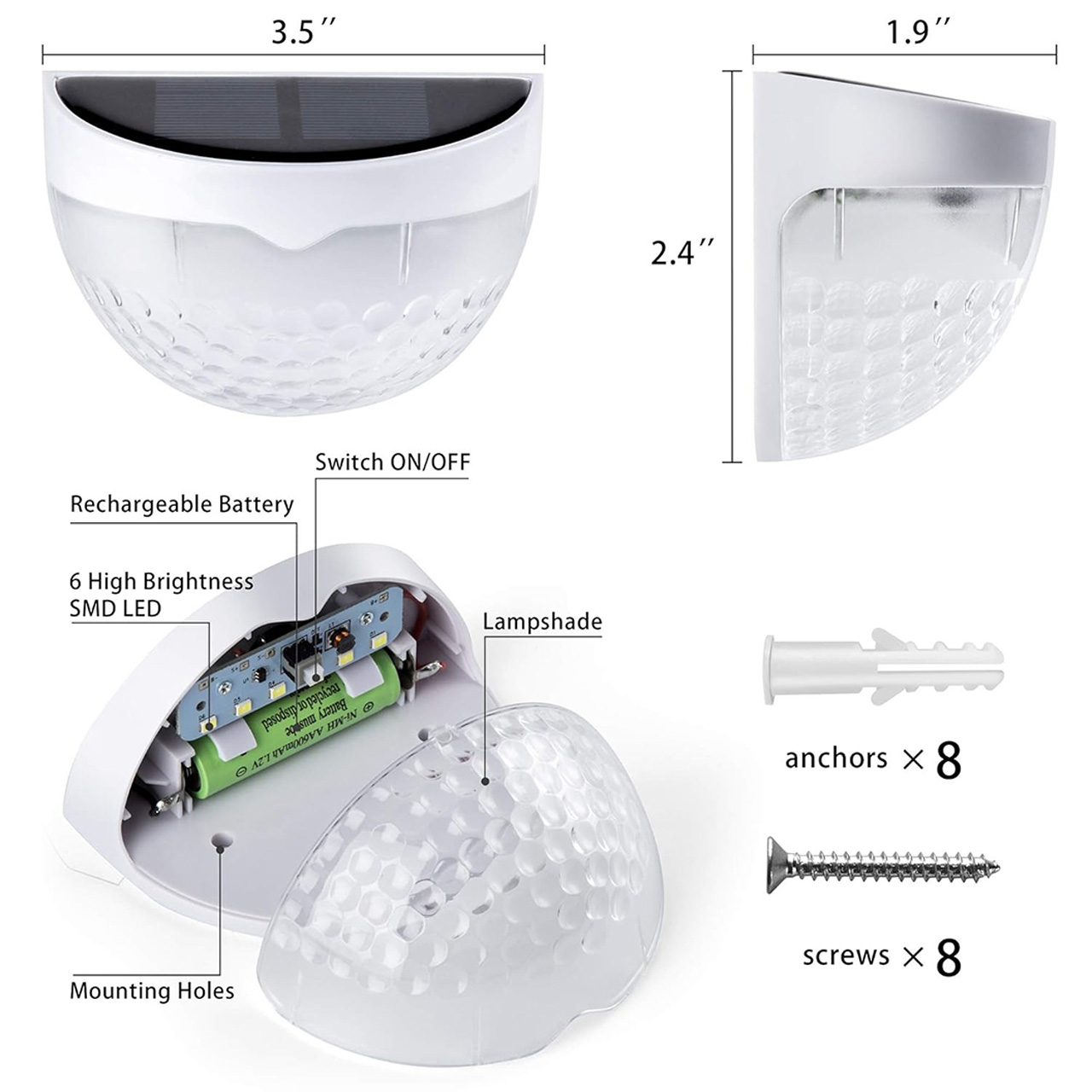 Iluminat Solar LBZ-00568 03 Lampă solară LED decorativă de perete, semicirculară, pentru exterior