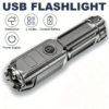Iluminat Solar LBZ-00569 02 Lanternă LED Puternică cu Zoom, Reîncărcabilă USB, LED T6, Argintie