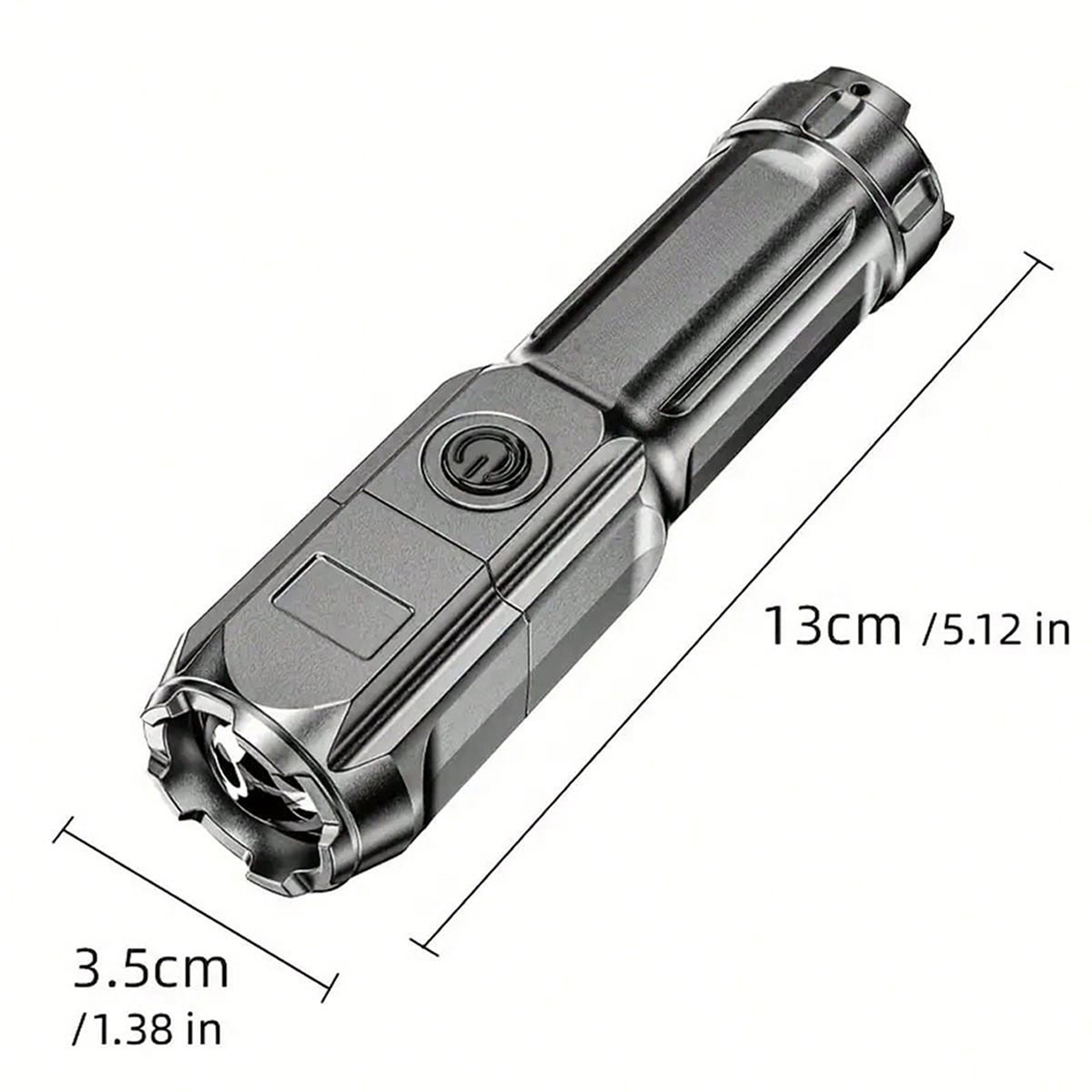Iluminat Solar LBZ-00569 03 Lanternă LED Puternică cu Zoom, Reîncărcabilă USB, LED T6, Argintie