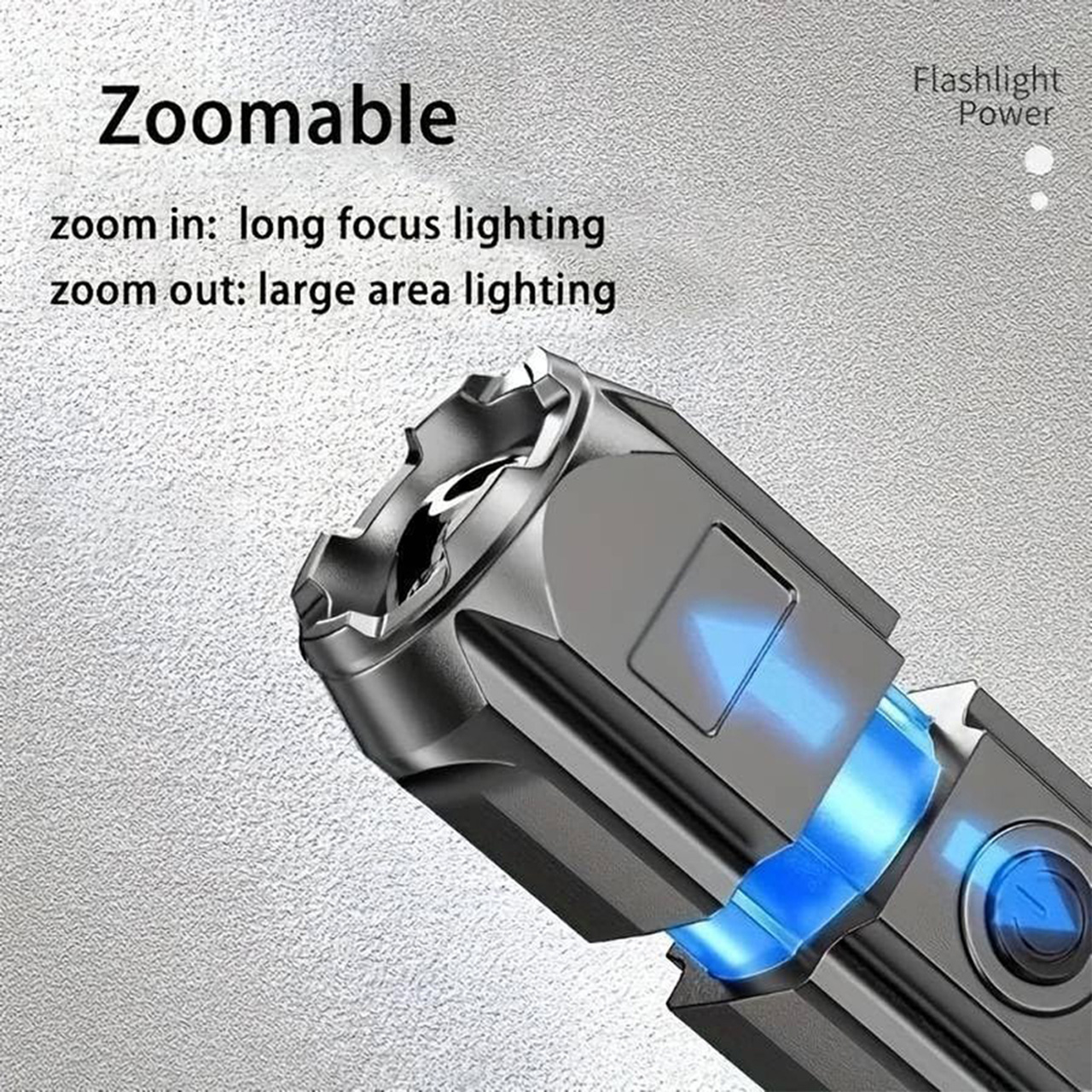 Iluminat Solar LBZ-00569 04 Lanternă LED Puternică cu Zoom, Reîncărcabilă USB, LED T6, Argintie