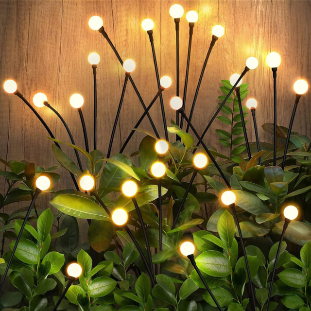 Lampă solară decorativă pentru grădină, 6 bulbi LED, lumină alb cald