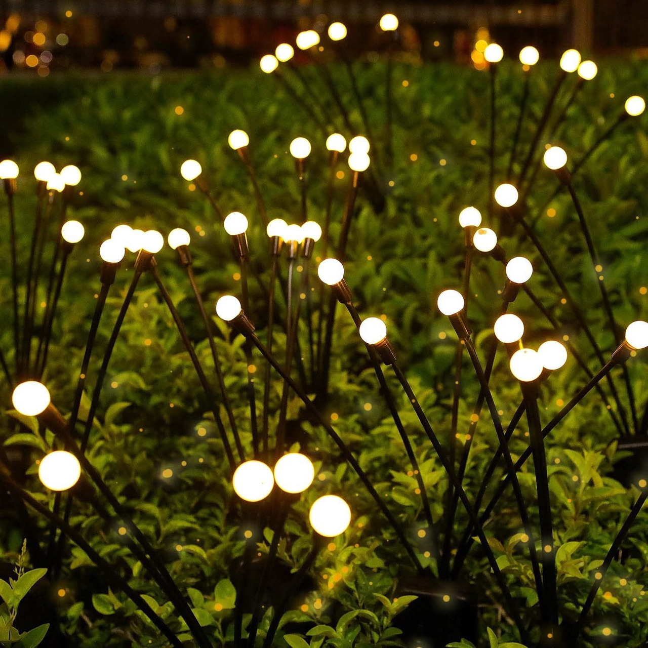 Lampă solară decorativă pentru grădină, 6 bulbi LED, lumină alb cald