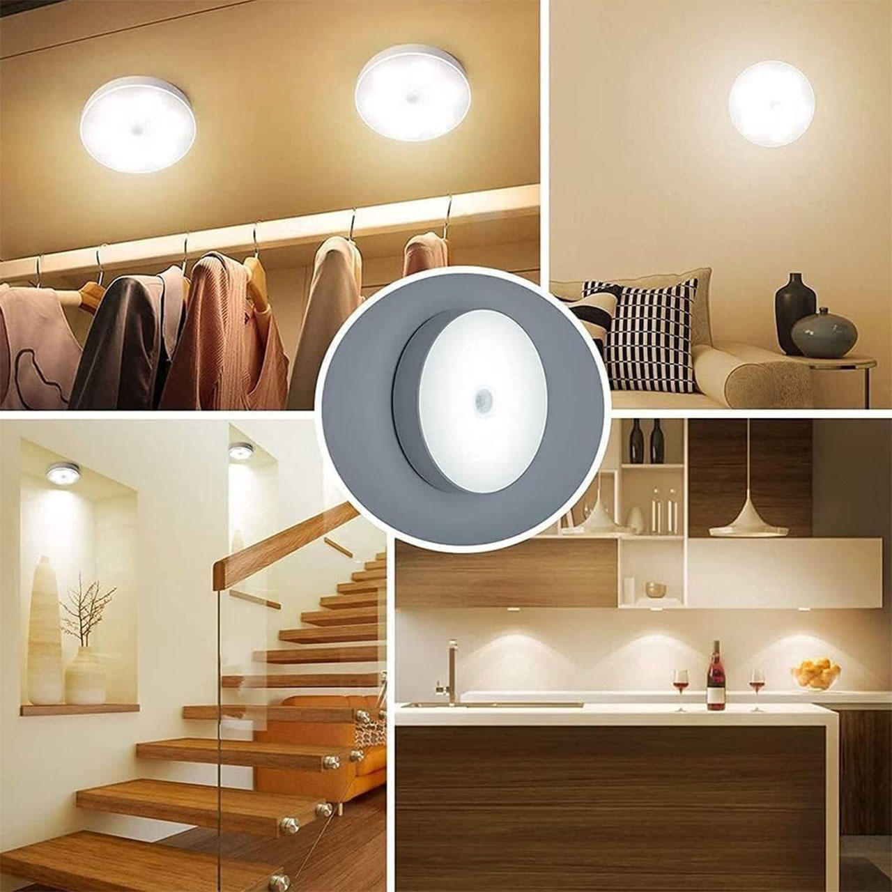 Lampi LED LBZ-00233 03 Lampă de Veghe LED cu Senzor de Mișcare, Reîncărcabilă USB, Montaj Magnetic fără Găurire, pentru Dormitor, Hol și Scări, Albă