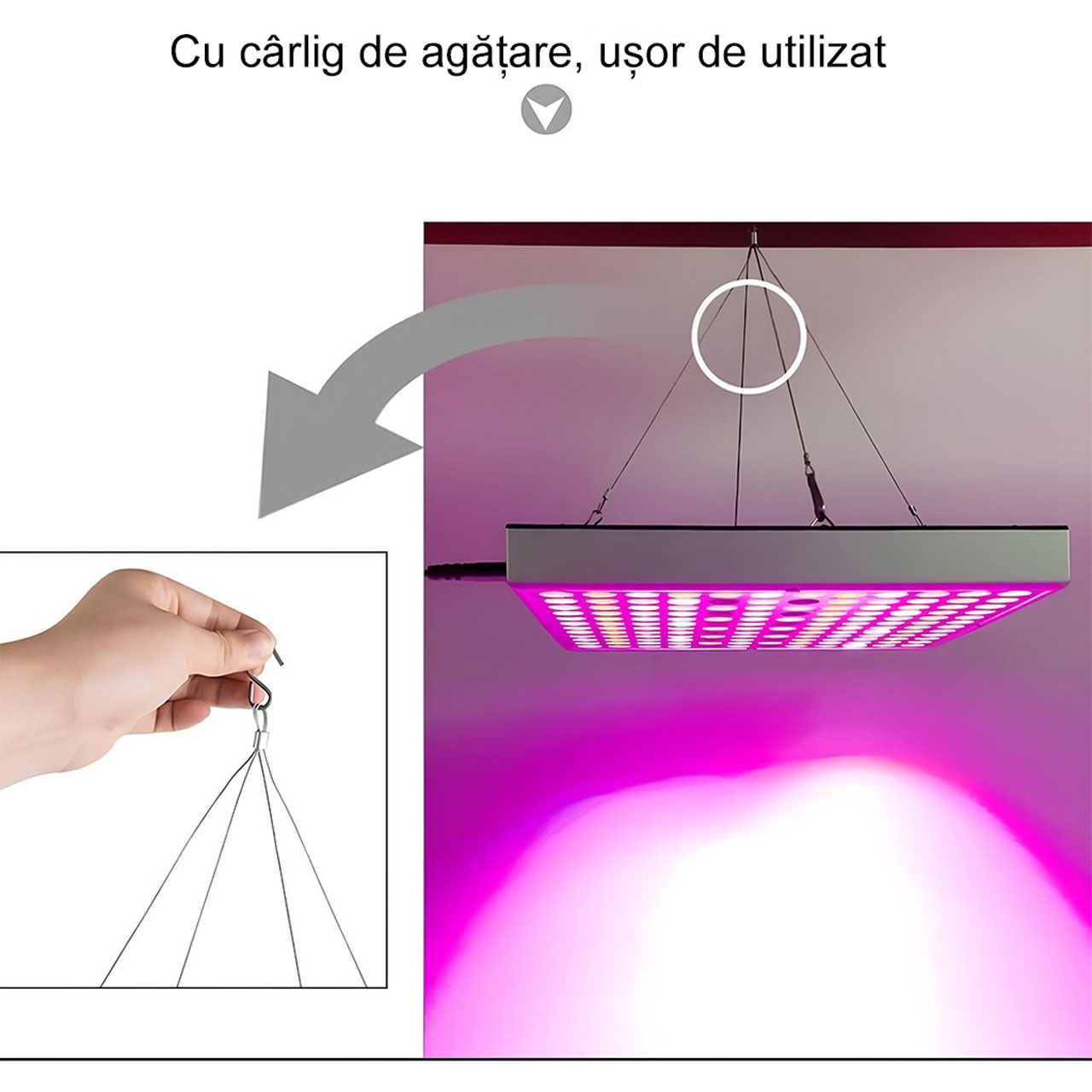 Lampi LED LBZ-00242 04 Lampă LED pentru Creșterea Plantelor, Spectru Complet, 144 LED-uri, 30x30 cm, Panou pentru Răsaduri și Culturi Interior