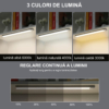 Lampi LED LBZ-00265 03 Lampă LED cu Senzor de Mișcare pentru Dulap, Reîncărcabilă Type-C, 3 Culori CCT, Intensitate Reglabilă, Aluminiu, 30 cm