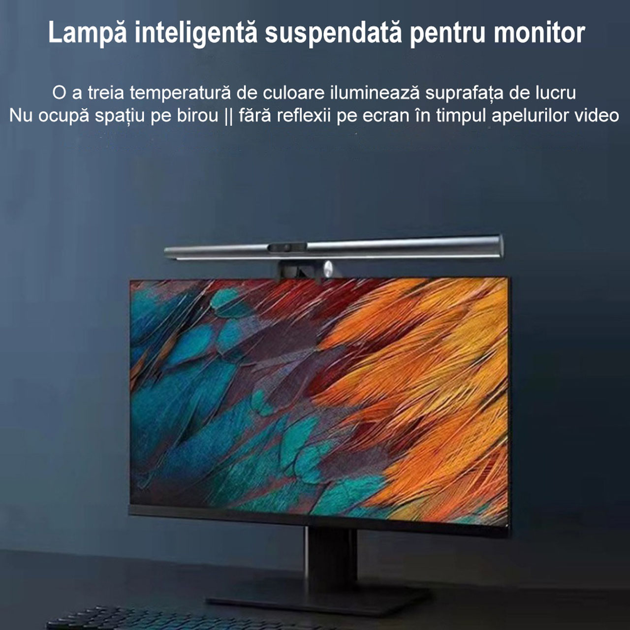 Lampi LED LBZ-00268 05 Lampă LED pentru Monitor cu Iluminare Față și Spate, Control Touch, 4 Culori de Lumină, Fără Reflexii pe Ecran, Funcție Memorie, Neagră