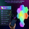 Lampi LED LBZ-00278 04 Set 8 Panouri LED Hexagonale RGB de Perete, Modulare, Sincronizare cu Muzica, Control din Aplicație și Telecomandă, pentru Gaming