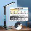 Lampi LED LBZ-00290 06 Lampă de Birou LED cu Încărcare Wireless 10W, Ceas și Calendar, 5 Culori de Lumină, Protecție Ochi, Port USB, Neagră